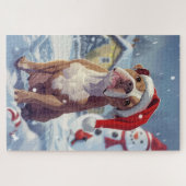 アメリカ（犬）スタッフォードウィンターワンダーランドクリスマス ジグソーパズル (横)