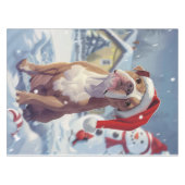 アメリカ（犬）スタッフォードウィンターワンダーランドクリスマス テーブルクロス (正面(横))