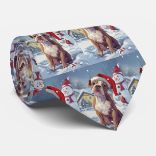アメリカ(犬)スタッフォードウィンターワンダーランドクリスマス ネクタイ