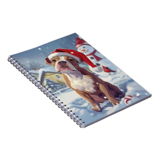 アメリカ(犬)スタッフォードウィンターワンダーランドクリスマス ノートブック (右側)