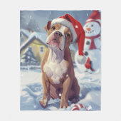 アメリカ(犬)スタッフォードウィンターワンダーランドクリスマス フリースブランケット (正面)