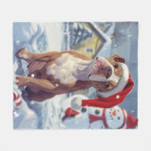 アメリカ(犬)スタッフォードウィンターワンダーランドクリスマス フリースブランケット (正面(横))