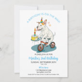 アメリカ（犬）スタッフォードオンバイクケーキ誕生日パーティー 招待状 (正面)