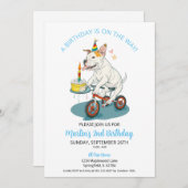 アメリカ(犬)スタッフォードオンバイクケーキ誕生日パーティー 招待状 (正面/裏面)