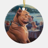 アメリカ(犬)スタッフォードクリスマスクルーズ:ポーソーム セラミックオーナメント (正面)