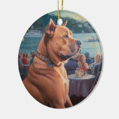 アメリカ(犬)スタッフォードクリスマスクルーズ:ポーソーム セラミックオーナメント (左)