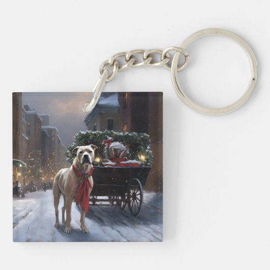 アメリカ(犬)スタッフォードクリスマスフェスティバルシーズン キーホルダー (裏面)