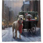 アメリカ(犬)スタッフォードクリスマスフェスティバルシーズン シャワーカーテン (正面)