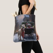 アメリカ（犬）スタッフォードクリスマスフェスティバルシーズン トートバッグ (クローズアップ)