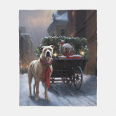 アメリカ(犬)スタッフォードクリスマスフェスティバルシーズン フリースブランケット (正面)