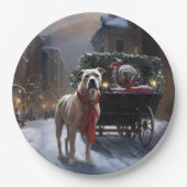 アメリカ（犬）スタッフォードクリスマスフェスティバルシーズン ペーパープレート (正面)