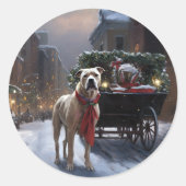 アメリカ（犬）スタッフォードクリスマスフェスティバルシーズン ラウンドシール (正面)