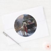 アメリカ（犬）スタッフォードクリスマスフェスティバルシーズン ラウンドシール (封筒)