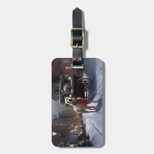 アメリカ（犬）スタッフォードクリスマスフェスティバルシーズン ラゲッジタグ (正面縦)