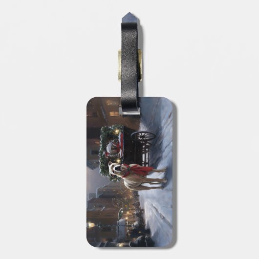 アメリカ（犬）スタッフォードクリスマスフェスティバルシーズン ラゲッジタグ (裏面縦)