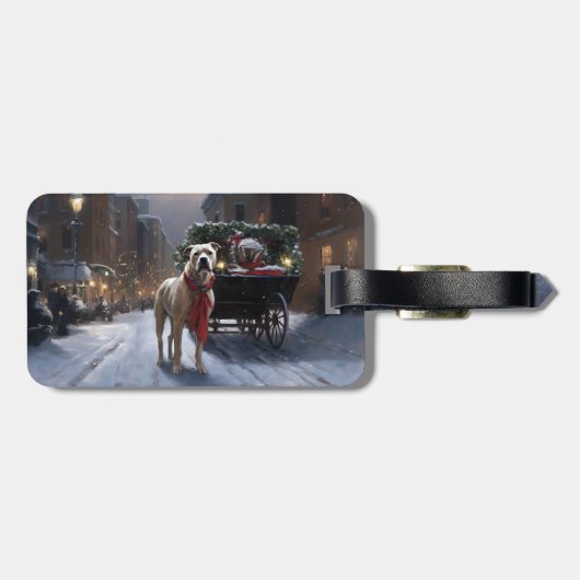 アメリカ（犬）スタッフォードクリスマスフェスティバルシーズン ラゲッジタグ (裏面横)