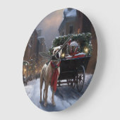 アメリカ(犬)スタッフォードクリスマスフェスティバルシーズン ラージ壁時計 (傾斜)