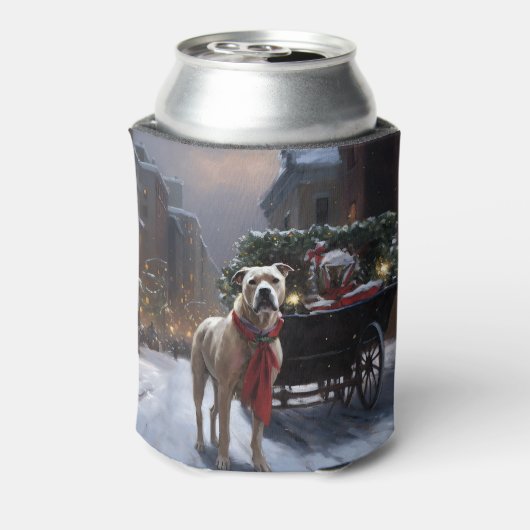 アメリカ（犬）スタッフォードクリスマスフェスティバルシーズン 缶クーラー (缶裏面)