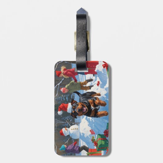 アメリカ（犬）スタッフォードクリスマスフェスティバルスノー ラゲッジタグ (裏面縦)