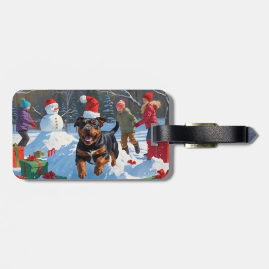 アメリカ（犬）スタッフォードクリスマスフェスティバルスノー ラゲッジタグ (裏面横)