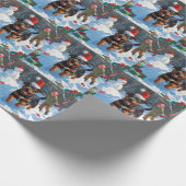 アメリカ（犬）スタッフォードクリスマスフェスティバルスノー ラッピングペーパー (角)