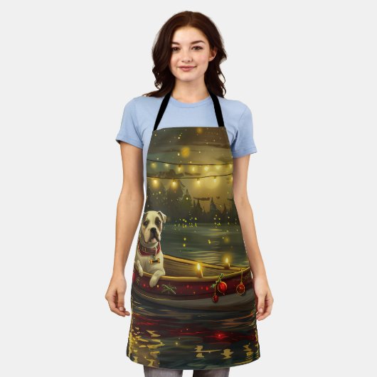 アメリカ（犬）スタッフォードクリスマスフェスティバル航海 エプロン (着用した状態)
