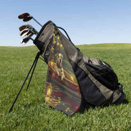 アメリカ（犬）スタッフォードクリスマスフェスティバル航海 ゴルフタオル (グリーン)