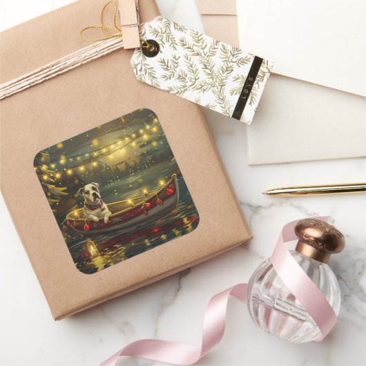 アメリカ（犬）スタッフォードクリスマスフェスティバル航海 スクエアシール (ギフト)