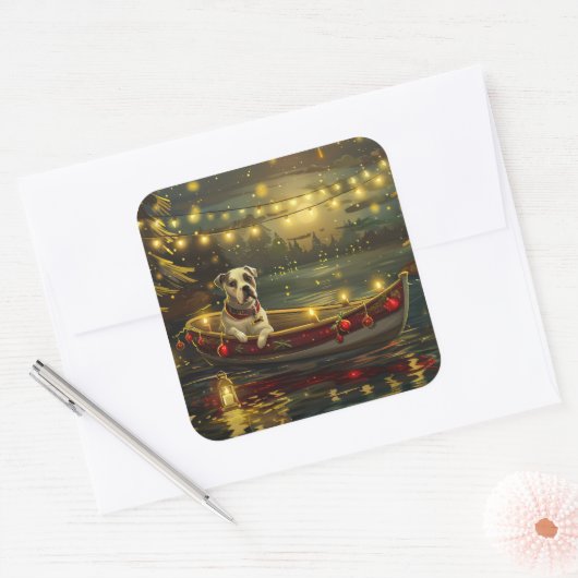 アメリカ（犬）スタッフォードクリスマスフェスティバル航海 スクエアシール (封筒)