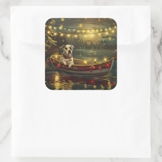 アメリカ（犬）スタッフォードクリスマスフェスティバル航海 スクエアシール (バッグ)