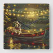 アメリカ(犬)スタッフォードクリスマスフェスティバル航海 スクエア壁時計 (正面)