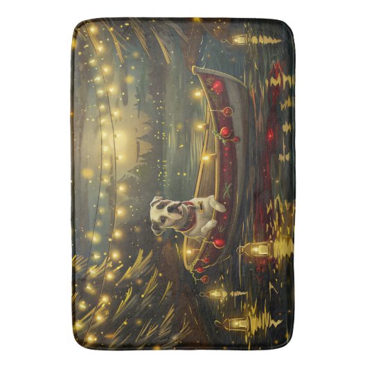 アメリカ(犬)スタッフォードクリスマスフェスティバル航海 バスマット (正面縦)