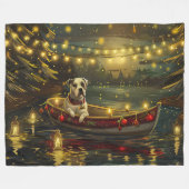 アメリカ（犬）スタッフォードクリスマスフェスティバル航海 フリースブランケット (正面(横))