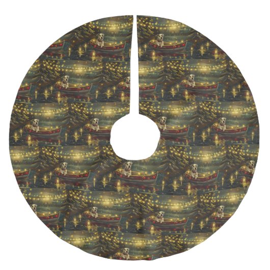 アメリカ(犬)スタッフォードクリスマスフェスティバル航海 ブラッシュドポリエステルツリースカート (正面)