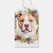 アメリカ（犬）スタッフォードクリスマスリースフェスティバル ギフトタグ (正面)