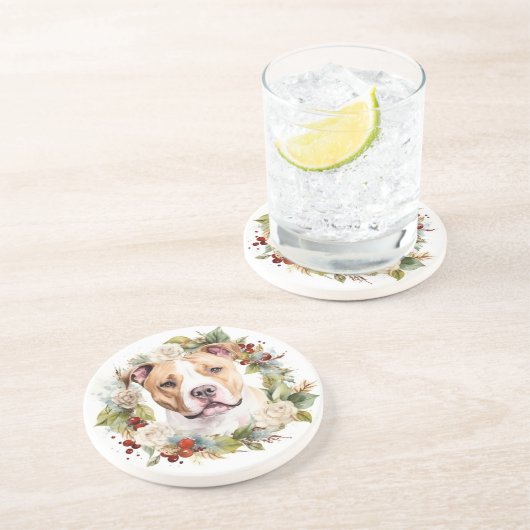 アメリカ（犬）スタッフォードクリスマスリースフェスティバル コースター (側面)