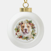 アメリカ（犬）スタッフォードクリスマスリースフェスティバル セラミックボールオーナメント (正面)