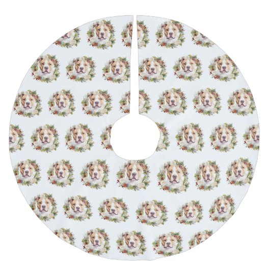 アメリカ(犬)スタッフォードクリスマスリースフェスティバル ブラッシュドポリエステルツリースカート (正面)