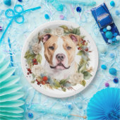 アメリカ（犬）スタッフォードクリスマスリースフェスティバル ペーパープレート (パーティー)