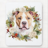 アメリカ（犬）スタッフォードクリスマスリースフェスティバル マウスパッド (正面)