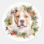 アメリカ(犬)スタッフォードクリスマスリースフェスティバル ラウンドシール (正面)