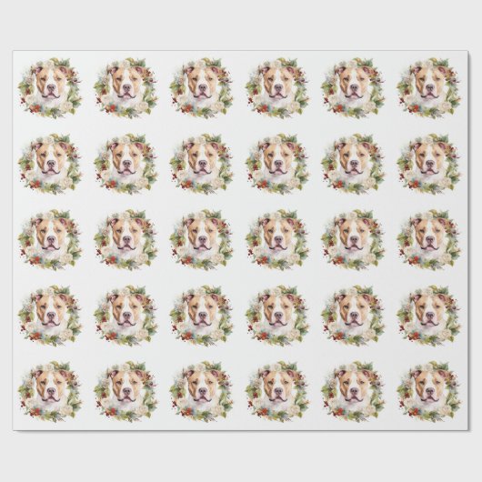 アメリカ(犬)スタッフォードクリスマスリースフェスティバル ラッピングペーパー (フラット)