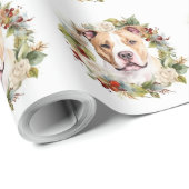 アメリカ（犬）スタッフォードクリスマスリースフェスティバル ラッピングペーパー (ロールコーナー)