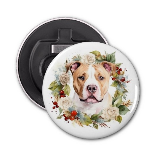 アメリカ(犬)スタッフォードクリスマスリースフェスティバル 栓抜き (正面)