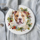 アメリカ(犬)スタッフォードクリスマスリースフェスティバル 缶バッジ (インサイチュ)