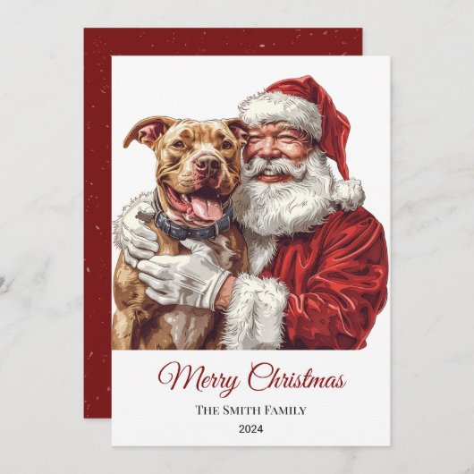 アメリカ（犬）スタッフォードサンタクロースクリスマス シーズンカード (正面/裏面)