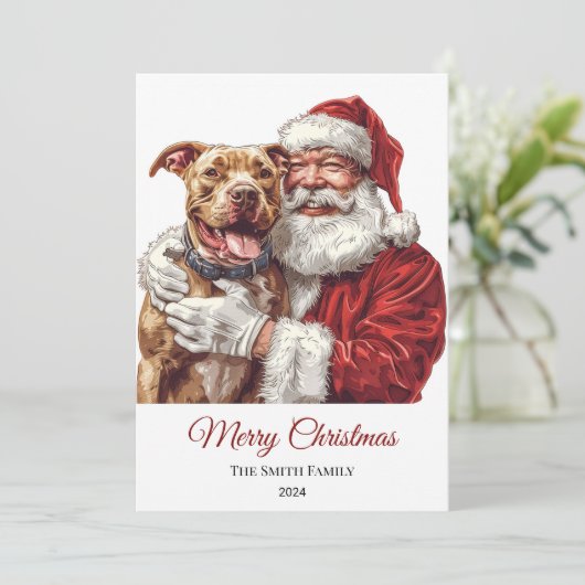 アメリカ（犬）スタッフォードサンタクロースクリスマス シーズンカード (スタンド正面)