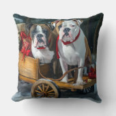 アメリカ（犬）スタッフォードスノウィースリークリスマス クッション (正面)