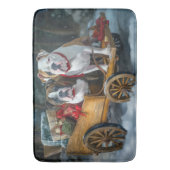 アメリカ(犬)スタッフォードスノウィースリークリスマス バスマット (正面縦)