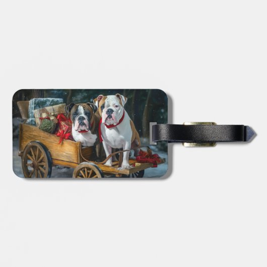 アメリカ(犬)スタッフォードスノウィースリークリスマス ラゲッジタグ (裏面横)